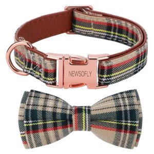 Adjustable Dog Collar with Permanent Bowtie and Metal Buckle for Small Medium Large Dogs