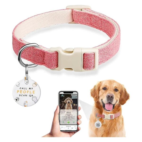 Adjustable Dog Collars in Pink with Natural Cotton Hemp and Padded Comfort