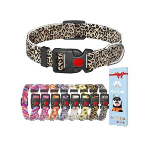 Adjustable Dog Collars with Leopard Print and Soft Patterns for Small Large Dogs