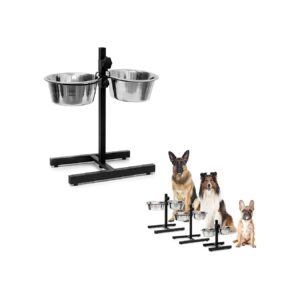 Adjustable Dog Feeding Height with Stainless Steel Bowls and Stand