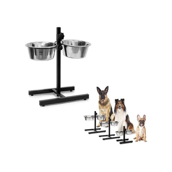 Adjustable Dog Feeding Height with Stainless Steel Bowls and Stand