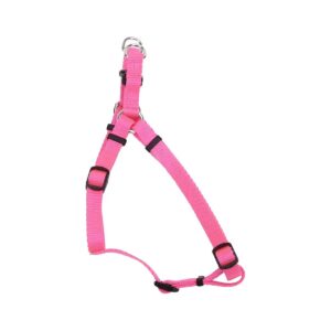 Adjustable Dog Harness in Neon Pink Nylon for Comfortable Wear