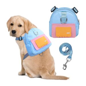 Adjustable Dog Harness with Leash and Poop Bag Carrier for Small Medium Dogs