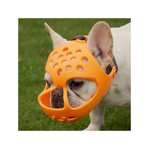 Adjustable Dog Muzzle for Comfortable Breathing with Soft Silicone and Nylon Orange