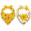 Adjustable Dog Scarfs Set for Small Boy Girl Dogs Glacier Sunflower and Honey Pattern