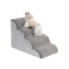 Adjustable Dog Stairs for High Bed Couches with Gray Cover