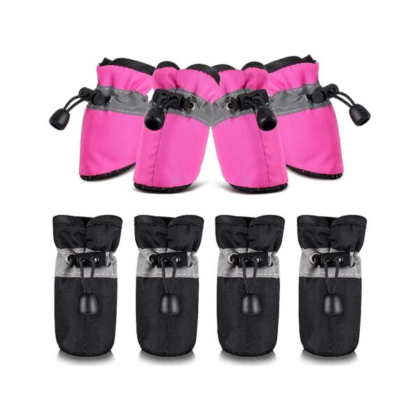 Adjustable Drawstring Pet Boots with Reflective Straps for Small Dogs' Comfort and Safety