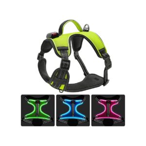 Adjustable Durable LED Dog Harness with Reflective Strips for Small Medium and Large Dogs