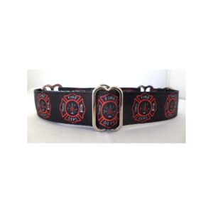 Adjustable Fire Department Themed Martingale Dog Collar for Medium Size Dogs