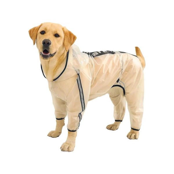 Adjustable Fit Dog Rain Jacket for Medium Dogs with Reflective Strips for Safety