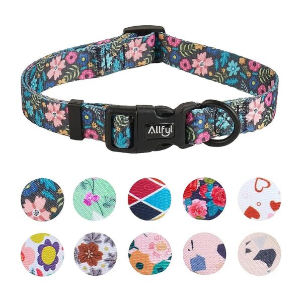 Adjustable Flower Dog Collars with Quick Release Buckle for Small Medium Large Dogs