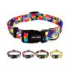 Adjustable Geometric Pattern Polyester Nylon Dog Collar for Small Medium Large Breeds