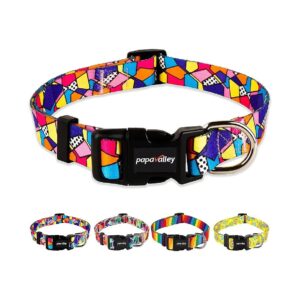 Adjustable Geometric Pattern Polyester Nylon Dog Collar for Small Medium Large Breeds