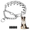 Adjustable Gold Dog Prong Collar with Rubber Tips for Small to Large Dogs