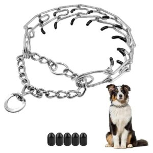 Adjustable Gold Dog Prong Collar with Rubber Tips for Small to Large Dogs