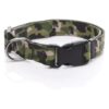 Adjustable Green Camouflage Nylon Dog Collar for Large Medium Breeds