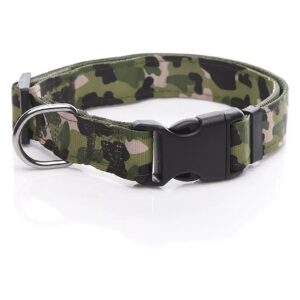 Adjustable Green Camouflage Nylon Dog Collar for Large Medium Breeds