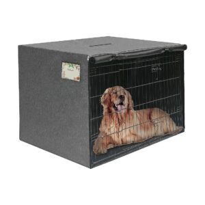 Adjustable Grey Dog Crate Cover with Easy Cleansing and Customisable Card Feature