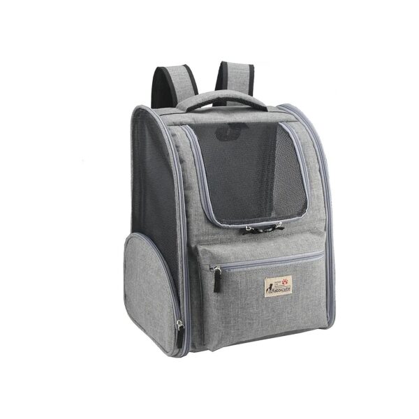 Adjustable Grey Pet Carrier Backpack for Small Medium-Sized Dogs and Cats Up to 18lbs