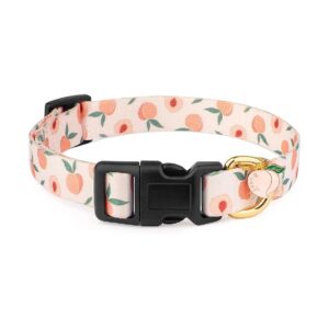 Adjustable Handmade Dog Collar with White Peach Pattern for Small Medium Large Dogs