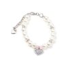 Adjustable Heart Clasp Pet Necklace with Faux Pearls and Swarovski Crystals for Cats