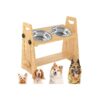 Adjustable Height Dog Bowl Stand with 2 Stainless Steel Bowls for Small Medium Large Dogs