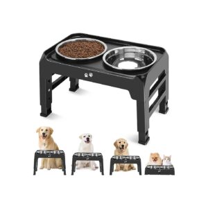 Adjustable Height Dog Feeder with Stainless Steel Bowls for Large and Medium Dogs