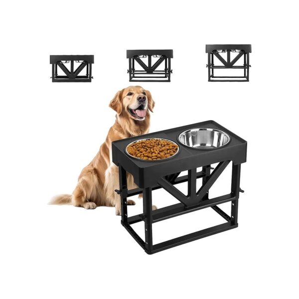 Adjustable Height Dog Food and Water Bowls with Non-Slip Base for Small Medium Large Dogs