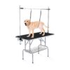 Adjustable Height Dog Grooming Table with Metal Mesh Tray for Grooming Tools Storage