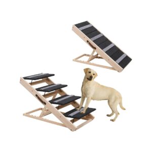 Adjustable Height Dog Stairs and Ramps for Senior and Small Breeds