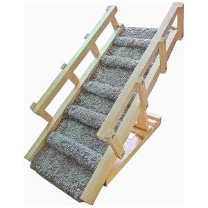 Adjustable Height Wooden Dog Ramp with Sturdy Construction and Comfortable Grip