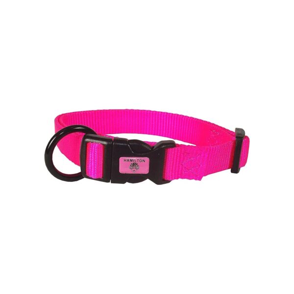 Adjustable Hot Pink Nylon Dog Collar for Growing Pets 18-26