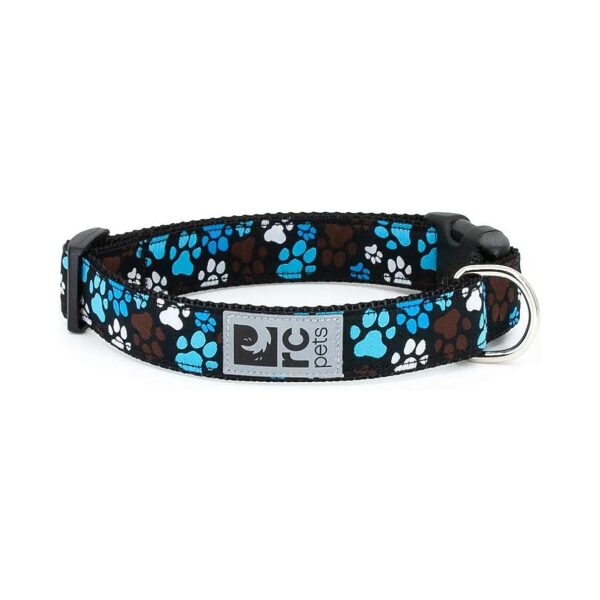 Adjustable Large Dog Collar with Reflective Pitter Patter Chocolate Pattern