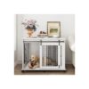 Adjustable Large Dog Crate with Double Doors, Flip-top Plate, and Wheels for Growing Dogs