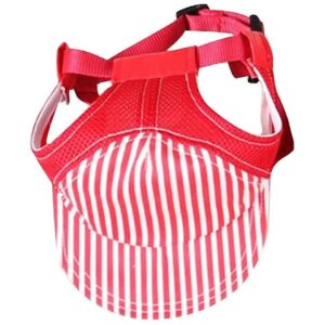 Adjustable Large Red Strip Pet Dog Baseball Cap for Outdoor Travel and Sun Shield