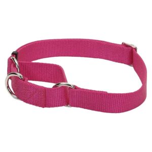 Adjustable Martingale Dog Collar for Slip-Away Prevention in Pink