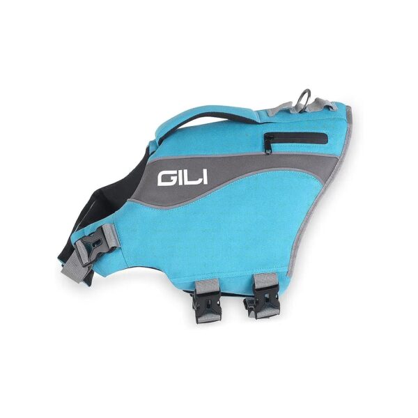 Adjustable Medium Blue Dog Life Jacket with High Buoyancy Aid and Safety Features