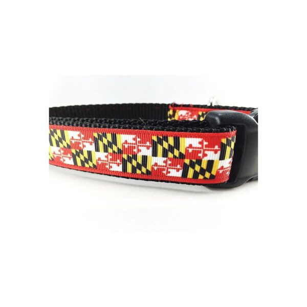 Adjustable Medium to Large Dog Collar with Maryland Flag Pattern and Nylon Material