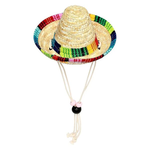 Adjustable Mini Mexican Straw Sombrero Hats for Dogs Birthday and Party Decoration