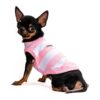 Adjustable Neck Girth Dog Clothes for Small Mini Dogs with Red Horizontal Stripe Pattern