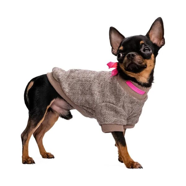 Adjustable Neck Girth Woollen Sweatshirt Coat Medium Grey Small Dog Winter Clothing