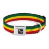 Adjustable Neck Nylon Dog Collar with Rasta Pattern Buckle Seatbelt for Small Pets