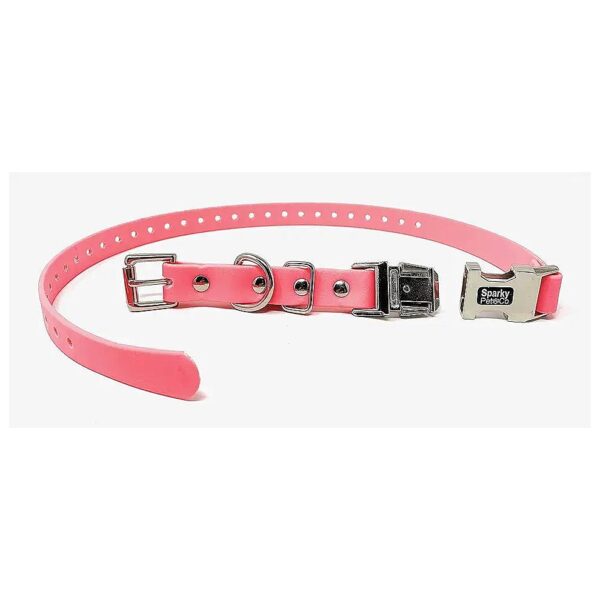 Adjustable Neon Pink Dog Collar with Double Buckle and Quick Snap Clasp