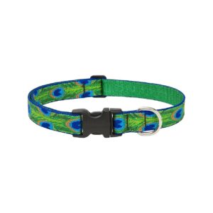 Adjustable Nylon Collar for Large Dogs with Green Feathers Pattern