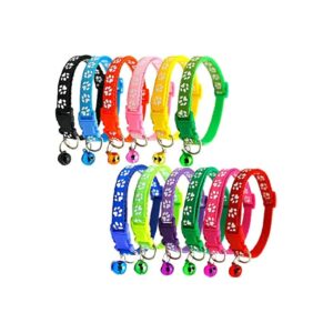 Adjustable Nylon Dog Collar with Bell for Small Medium Dogs in 12 Colors