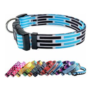 Adjustable Nylon Dog Collar with Colorful Patterns for Small to Ex-Large Dogs