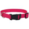 Adjustable Nylon Dog Collar with Pink Flamingo Color and Curved Buckle