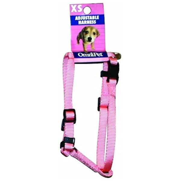 Adjustable Nylon Dog Harness for X-Small Dogs in Neon Pink