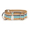 Adjustable Nylon Martingale Dog Collar with Striped Pattern Light Sand Medium