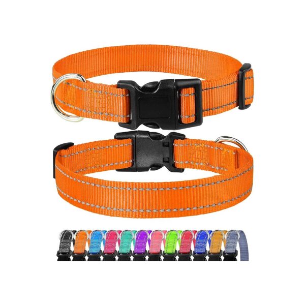 Adjustable Orange Nylon Dog Collar with Quick Release Buckle for Large Breed Dogs